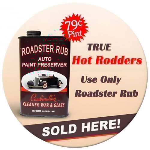 Roadster Rub Metal Sign - 14" Round