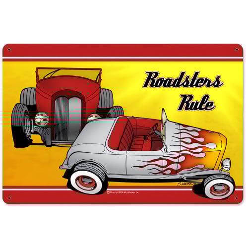 Roadsters Rule Metal Sign - 18" x 12"
