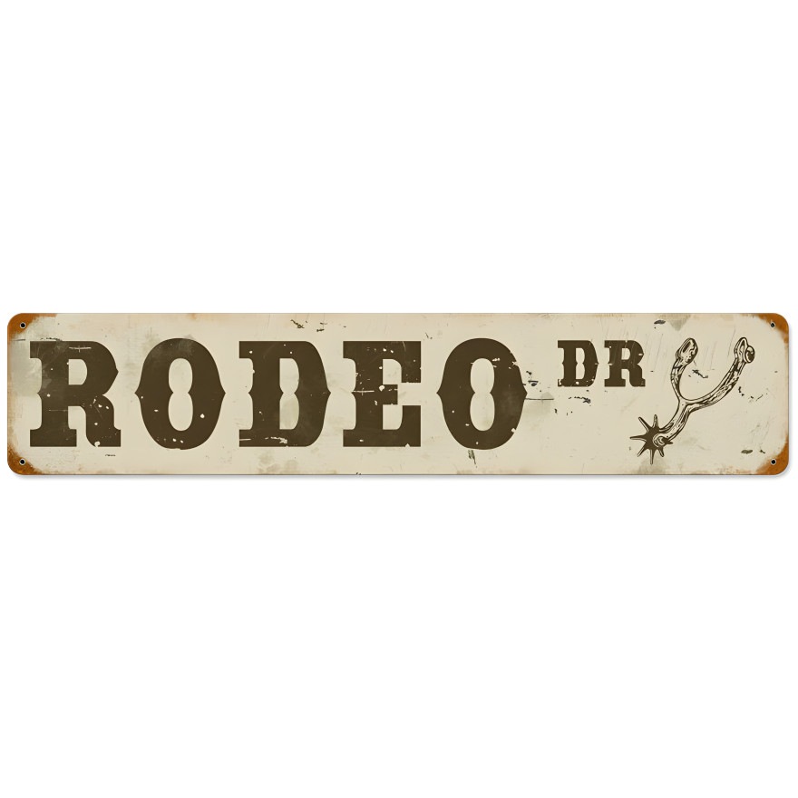Rodeo Drive Metal Sign - 28" x 6"