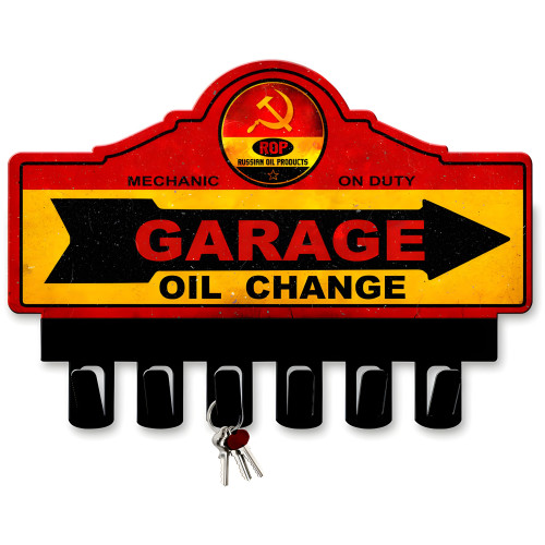 ROP Gasoline Key Hanger Metal Sign - 14" x 10"