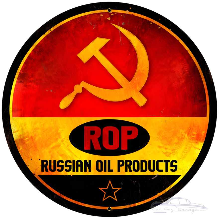 Rop Gasoline Metal Sign - 28" Round
