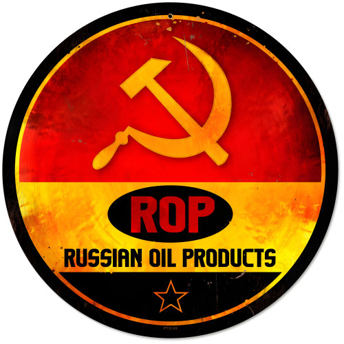 Rop Gasoline Metal Sign - 14" Round