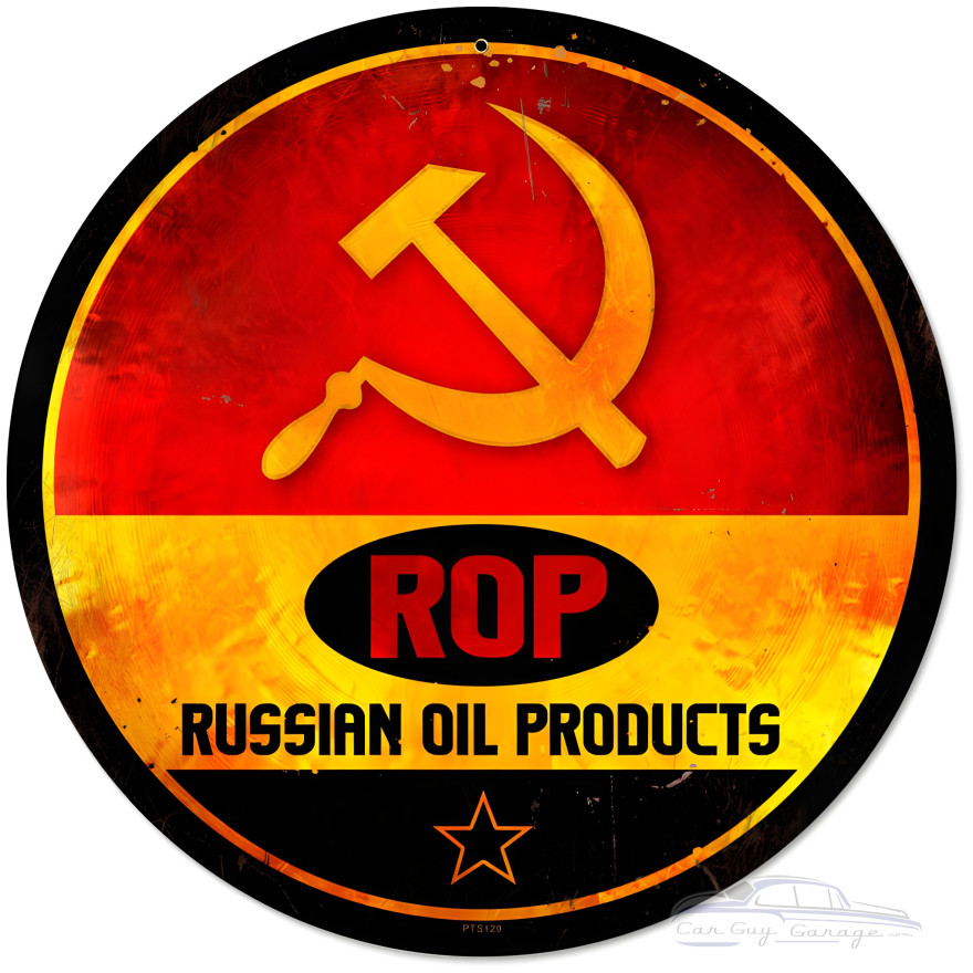 Rop Gasoline Metal Sign - 14" Round
