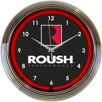 Roush Performance Red Neon Wall Clock with Chrome Rim - 15" Round