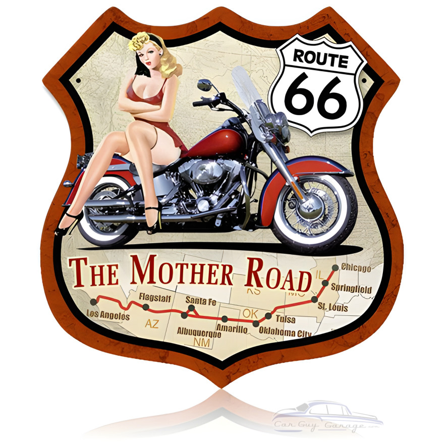 Route 66 Bike Shield Metal Sign - 15" x 15"