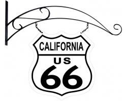 Route 66 California Road Sign - 15" x 15" Double Sided with Hanging Bracket