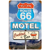 Route 66 Cocktail Metal Sign - 18" x 12"