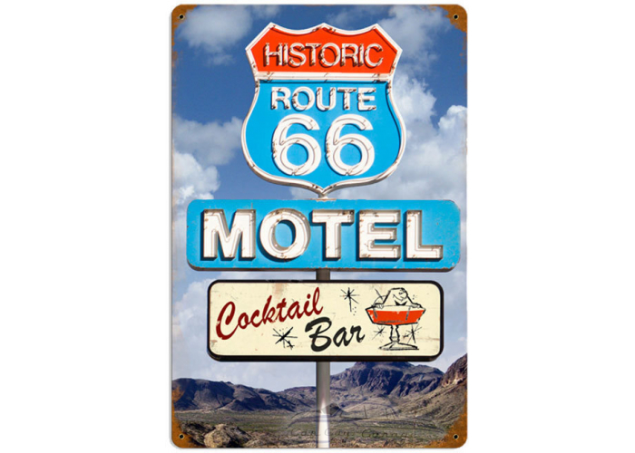Route 66 Cocktail Metal Sign - 18" x 12"