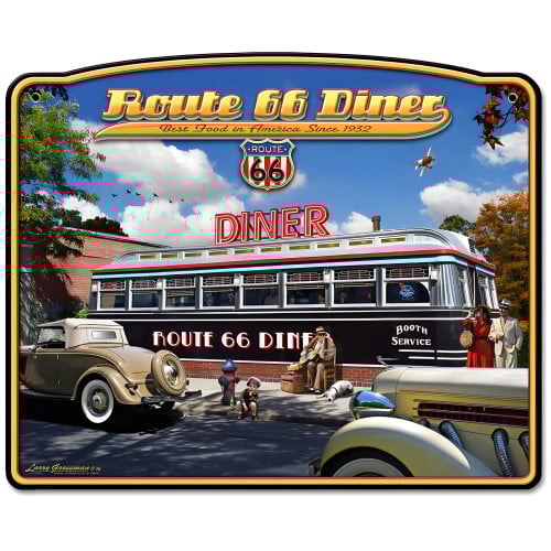 1936 Route 66 Diner Metal Sign - 15" x 18"