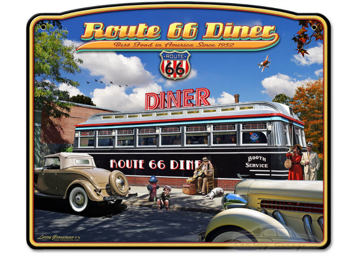 1936 Route 66 Diner Metal Sign - 15" x 18"