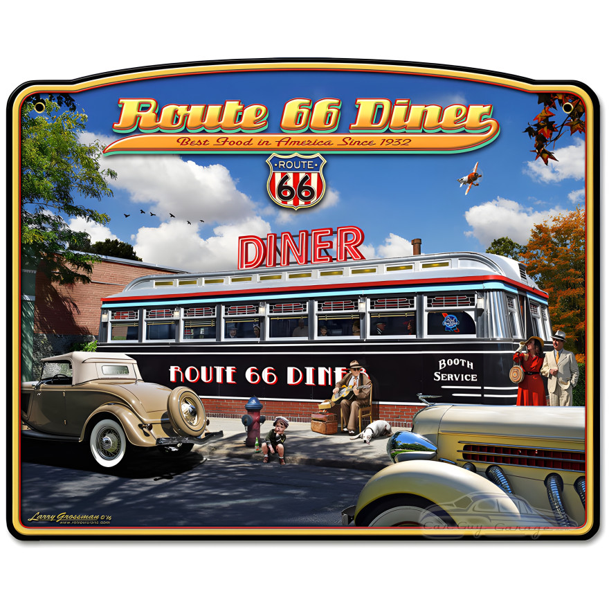 1936 Route 66 Diner Metal Sign - 15" x 18"