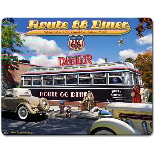 1936 Route 66 Diner Metal Sign - 12" x 15"