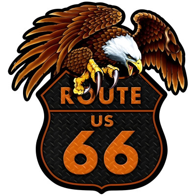 ☆ROUTE66 GARAGE type36 LB Ver Route 66 Eagle Metal Sign - Vintage Style, 16