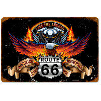 Route 66 Eagle Metal Sign - 12" x 18"