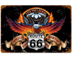 Route 66 Eagle Metal Sign - 12" x 18"