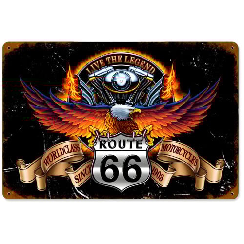 Route 66 Eagle Metal Sign - 12" x 18"