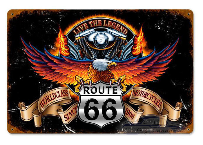 Route 66 Eagle Metal Sign - 12" x 18"