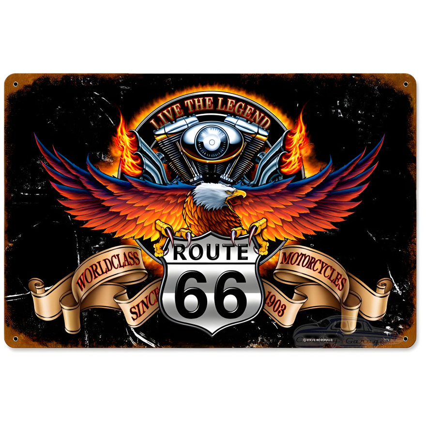 Route 66 Eagle Metal Sign - 12" x 18"