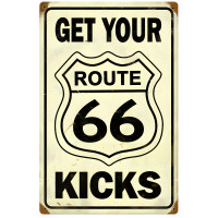 Route 66 Get Your Kicks Metal Sign - 12" x 18"