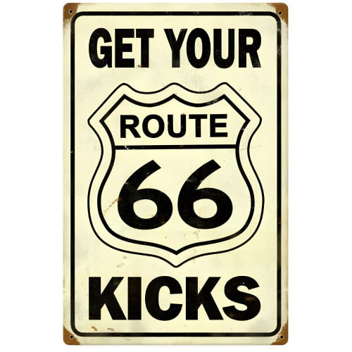 Route 66 Get Your Kicks Metal Sign - 12" x 18"