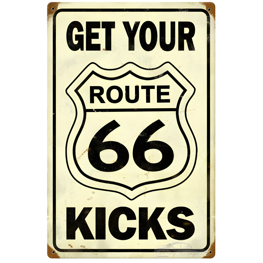 Route 66 Get Your Kicks Metal Sign - 12" x 18"