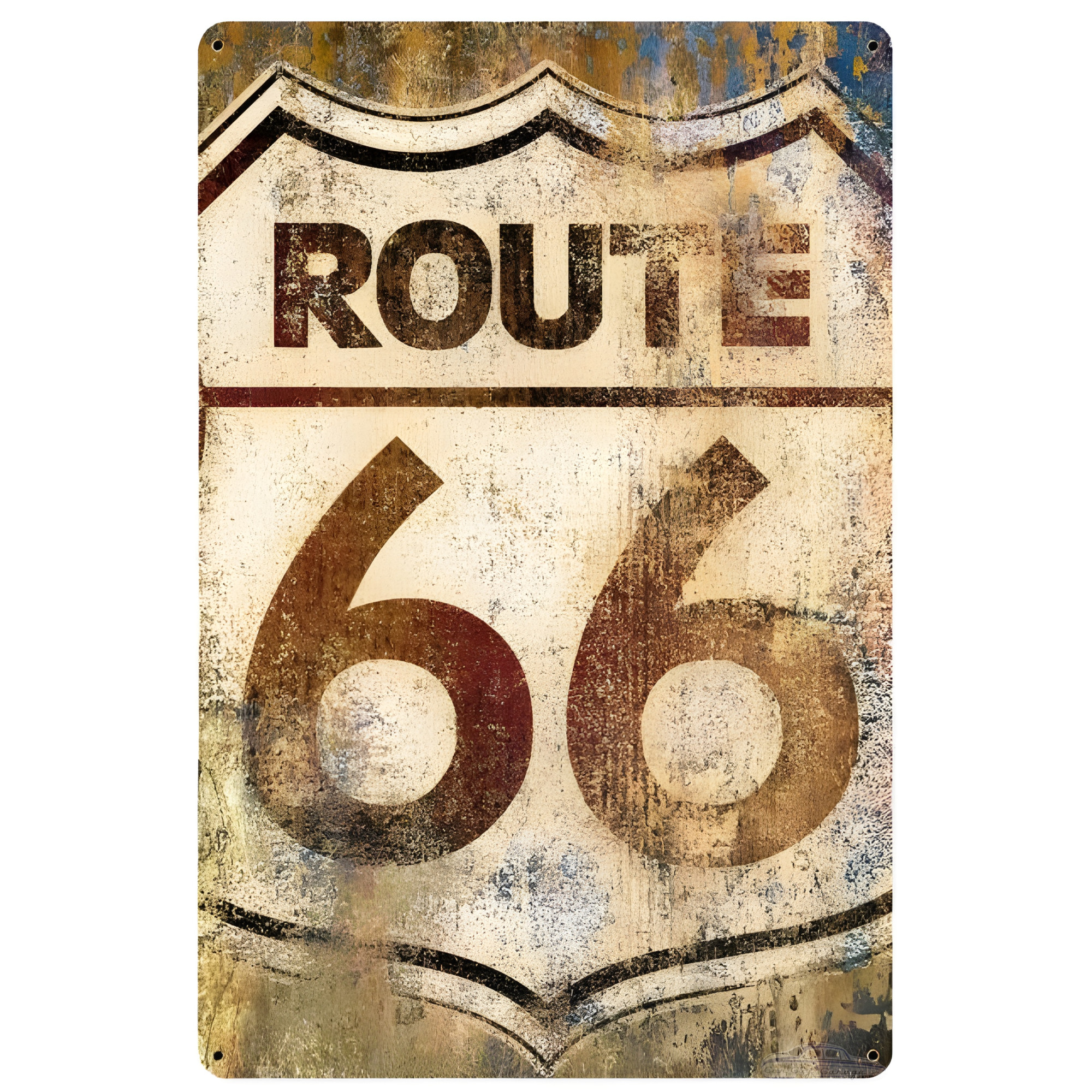 Route 66 Metal Sign - Grunge Vintage Wall Art