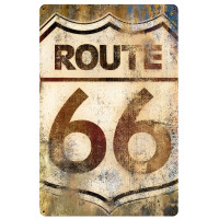 Route 66 Grunge Metal Sign - 12" x 18"