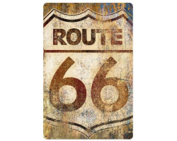 Route 66 Grunge Metal Sign - 12" x 18"
