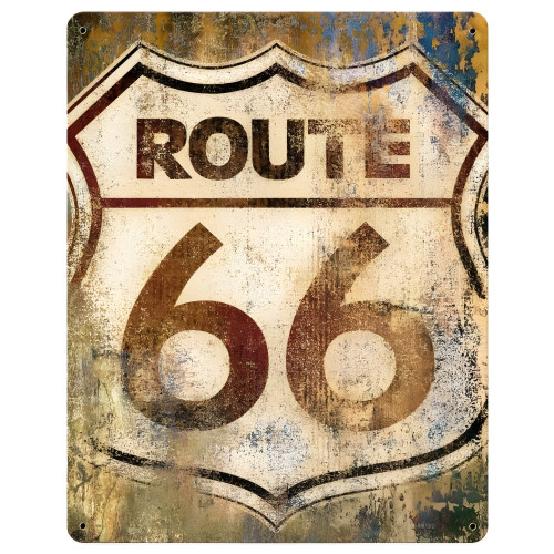 Route 66 Grunge Metal Sign - 12" x 15"