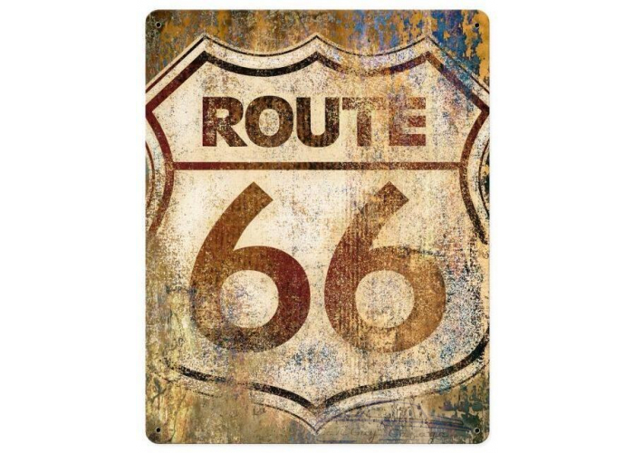 Route 66 Grunge Metal Sign - 12" x 15"