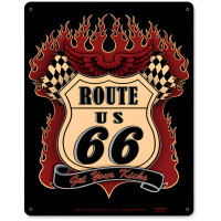 Route 66 Kicks Metal Sign - 12" x 15"