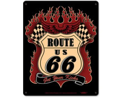 Route 66 Kicks Metal Sign - 12" x 15"