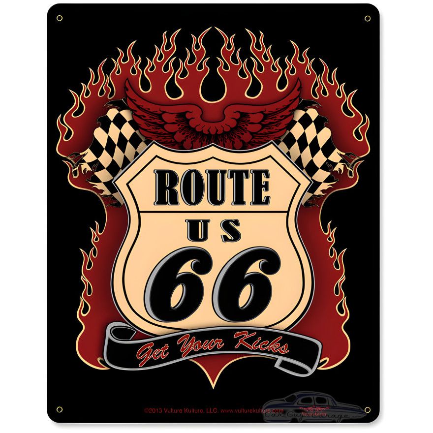 Route 66 Kicks Metal Sign - 12" x 15"