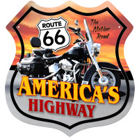 Route 66 Motorcycle Metal Sign - 15" x 15"