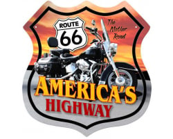 Route 66 Motorcycle Metal Sign - 15" x 15"