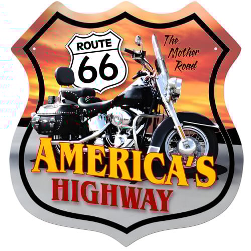 Route 66 Motorcycle Metal Sign - 15" x 15"