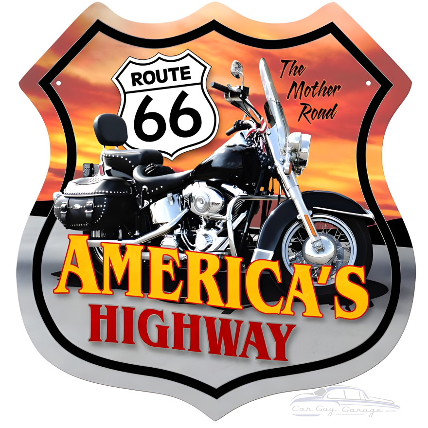 Route 66 Motorcycle Metal Sign - 15" x 15"