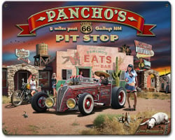Route 66 Pancho's Metal Sign - 12" x 15"