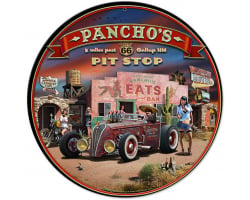 Route 66 Pancho's Metal Sign - 14" Round
