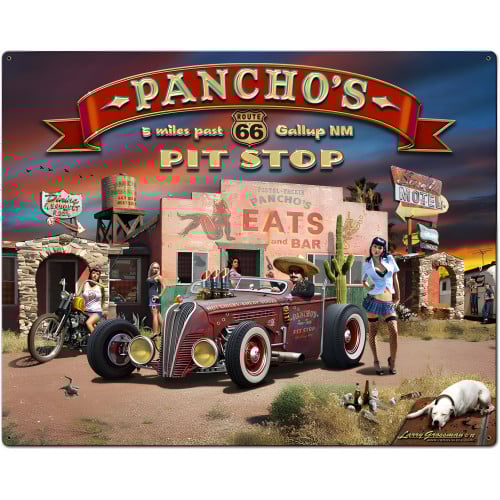 Route 66 Pancho's Metal Sign - 24" x 30"