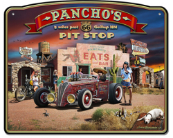 Route 66 Pancho's Metal Sign - 18" x 14"