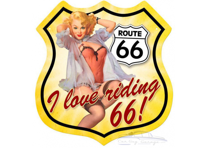 Route 66 Pinup Metal Sign - 15" x 15"