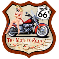 Route 66 Pinup Metal Sign - 28" x 28" Custom Shape