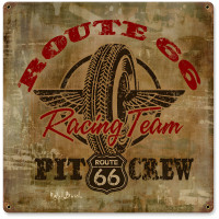 Route 66 Racing Metal Sign - 12" x 12"