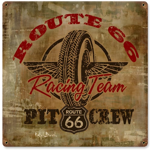 Route 66 Racing Metal Sign - 12" x 12"