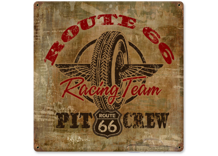 Route 66 Racing Metal Sign - 12" x 12"