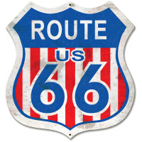 Route 66 Red White Blue Metal Sign - 26" x 28"