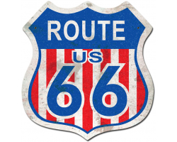 Route 66 Red White Blue Metal Sign - 15" x 15"