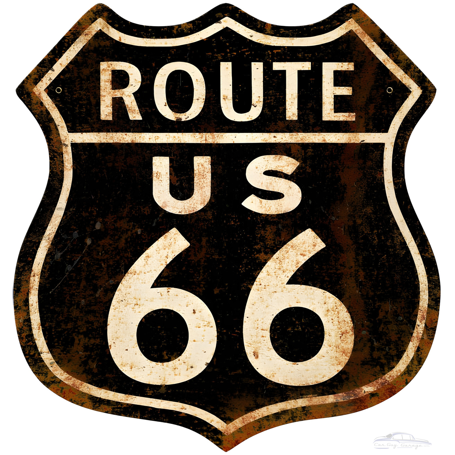 Route 66 Metal Sign - Rusty Shield Wall Art