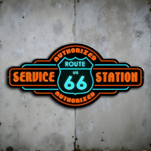 Route 66 Authorized Service Station Metal Sign 36 x 17